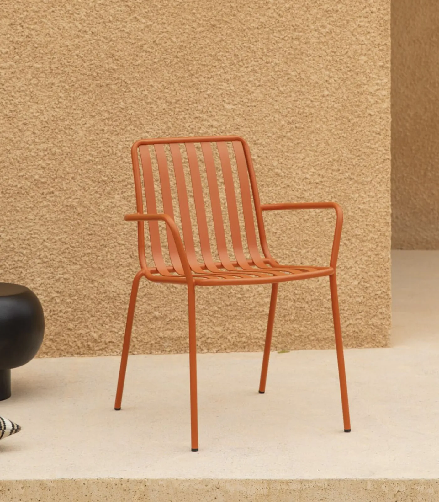 Clearance Gaby - Oranje metalen leunstoel Tuinmeubelen