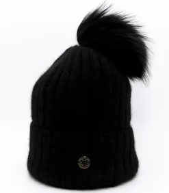 DAMES JAIL JAM Galanter Fur Cuffia A Coste Con Risvolto E Pompon