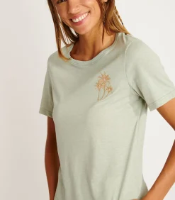 Clearance Geborduurd T-shirt in amandelkleur WAKEY JOLLYTEE DAMES T-Shirts & Tops