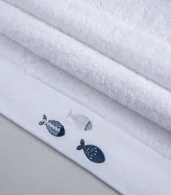 Sale Geborduurde badhanddoek Delmy 85x150 cm Wit Handdoeken