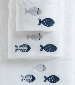 Online Geborduurde gezichtshanddoek Delmy 50x90 cm Wit Handdoeken