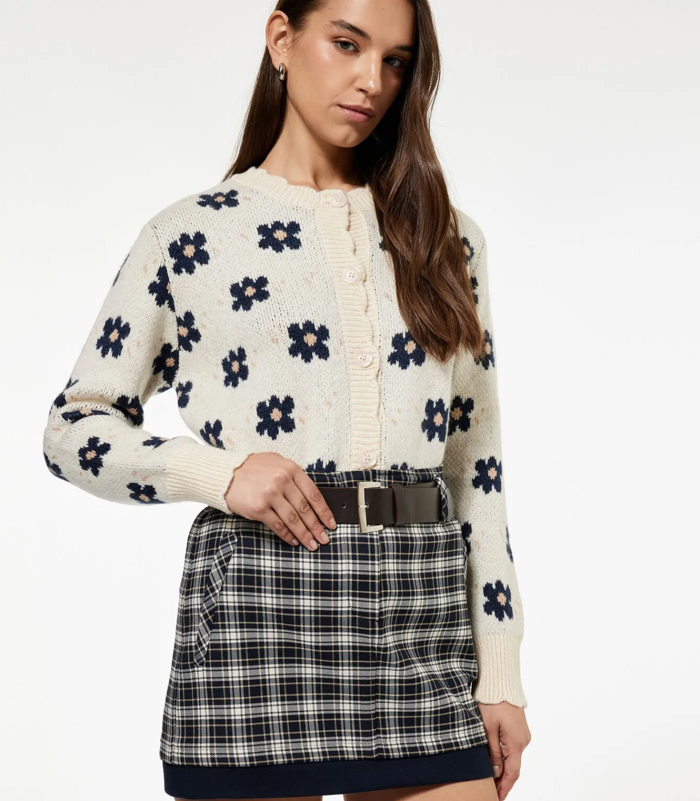 DAMES Koton Gebreid vest met bloemenmotief