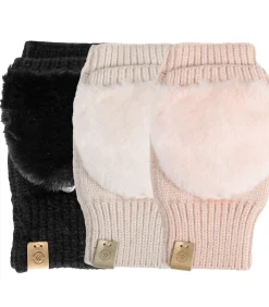 Outlet Gebreide dameswanten met imitatiebont Zwart DAMES Handschoenen