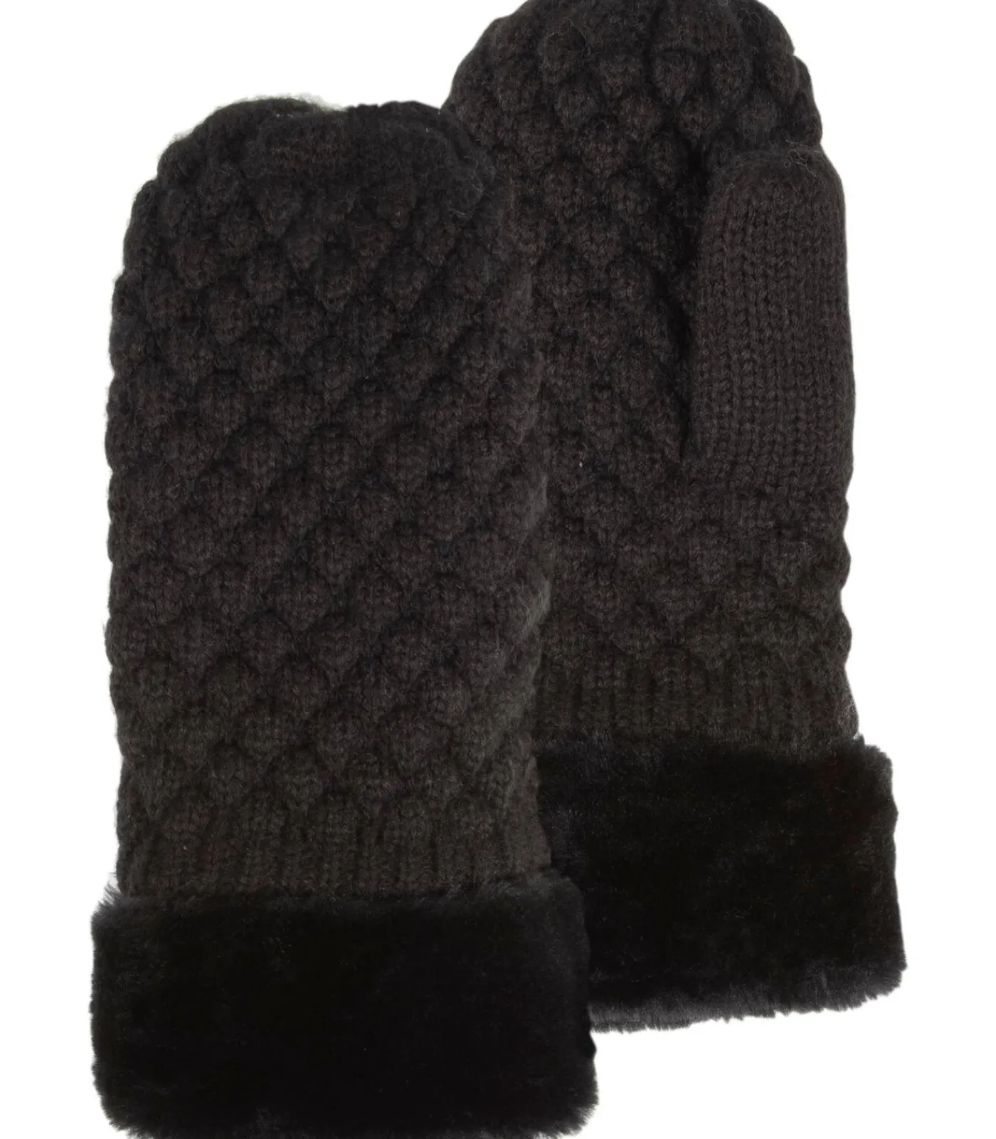 Best Gebreide dameswanten Zwarte bontrand DAMES Handschoenen