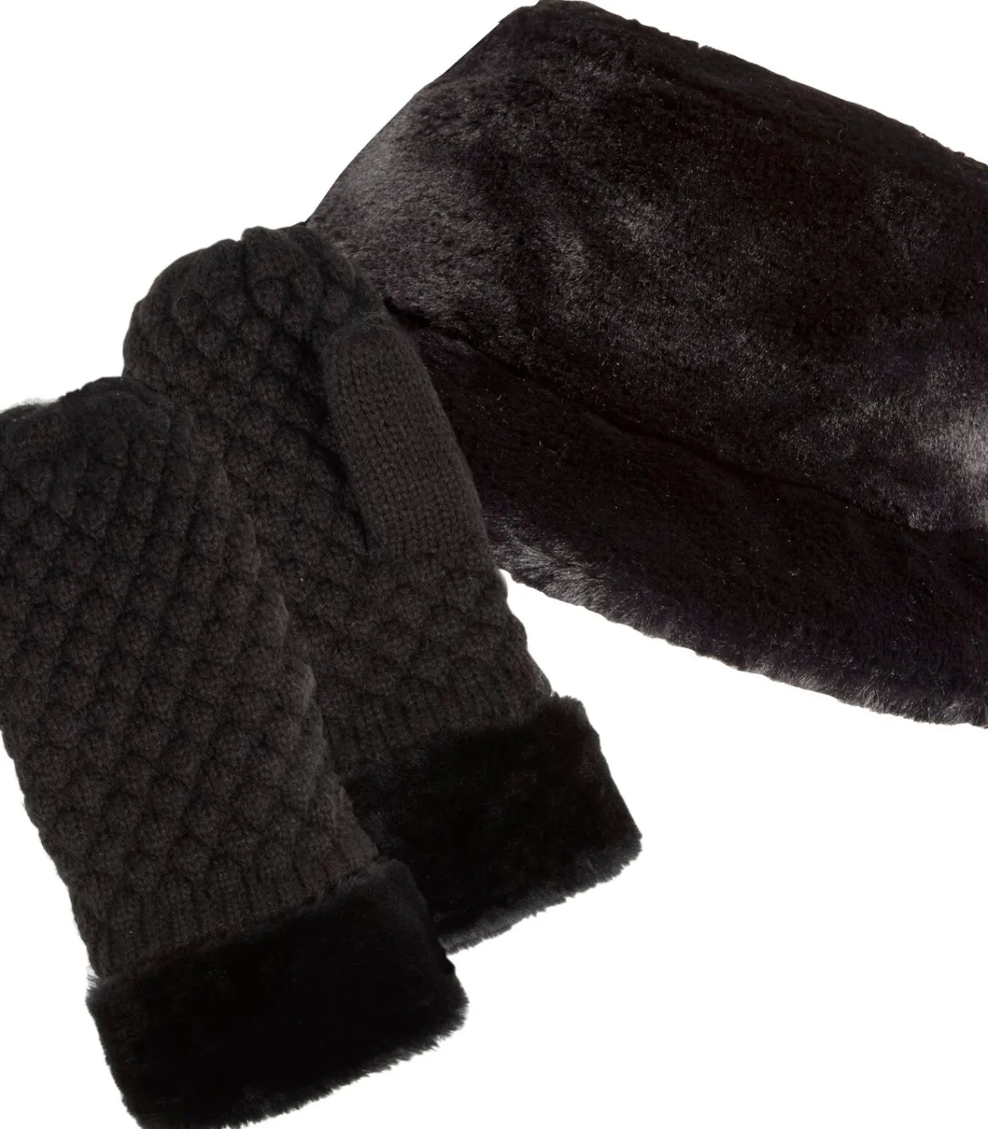 Best Gebreide dameswanten Zwarte bontrand DAMES Handschoenen