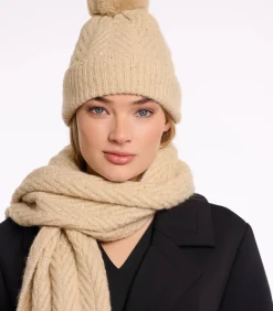 DAMES Rino&Pelle Gebreide muts met pompon Licht OS