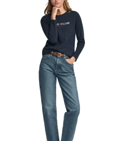 Discount Gebroken wit T-shirt met lange mouwen en geborduurd -logo Established 2012 DAMES T-Shirts & Tops