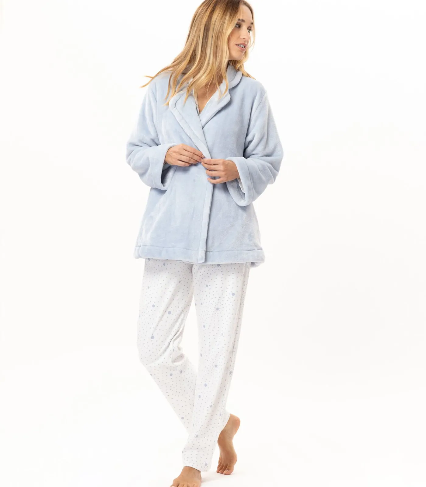 DAMES LE CHAT Geknoopt jasje van pluche flanel ESSENTIEL H77A