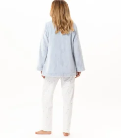 DAMES LE CHAT Geknoopt jasje van pluche flanel ESSENTIEL H77A