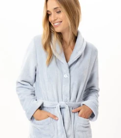 DAMES LE CHAT Geknoopte kamerjas van pluche flanel ESSENTIEL H51B