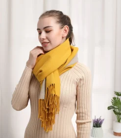 Hot Gele kasjmier sjaal Recto-Verso DAMES Sjaals