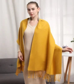 Hot Gele kasjmier sjaal Recto-Verso DAMES Sjaals