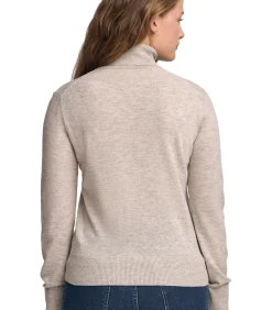 DAMES Polo Club Gemêleerd beige coltrui van merinowol en met slim fit