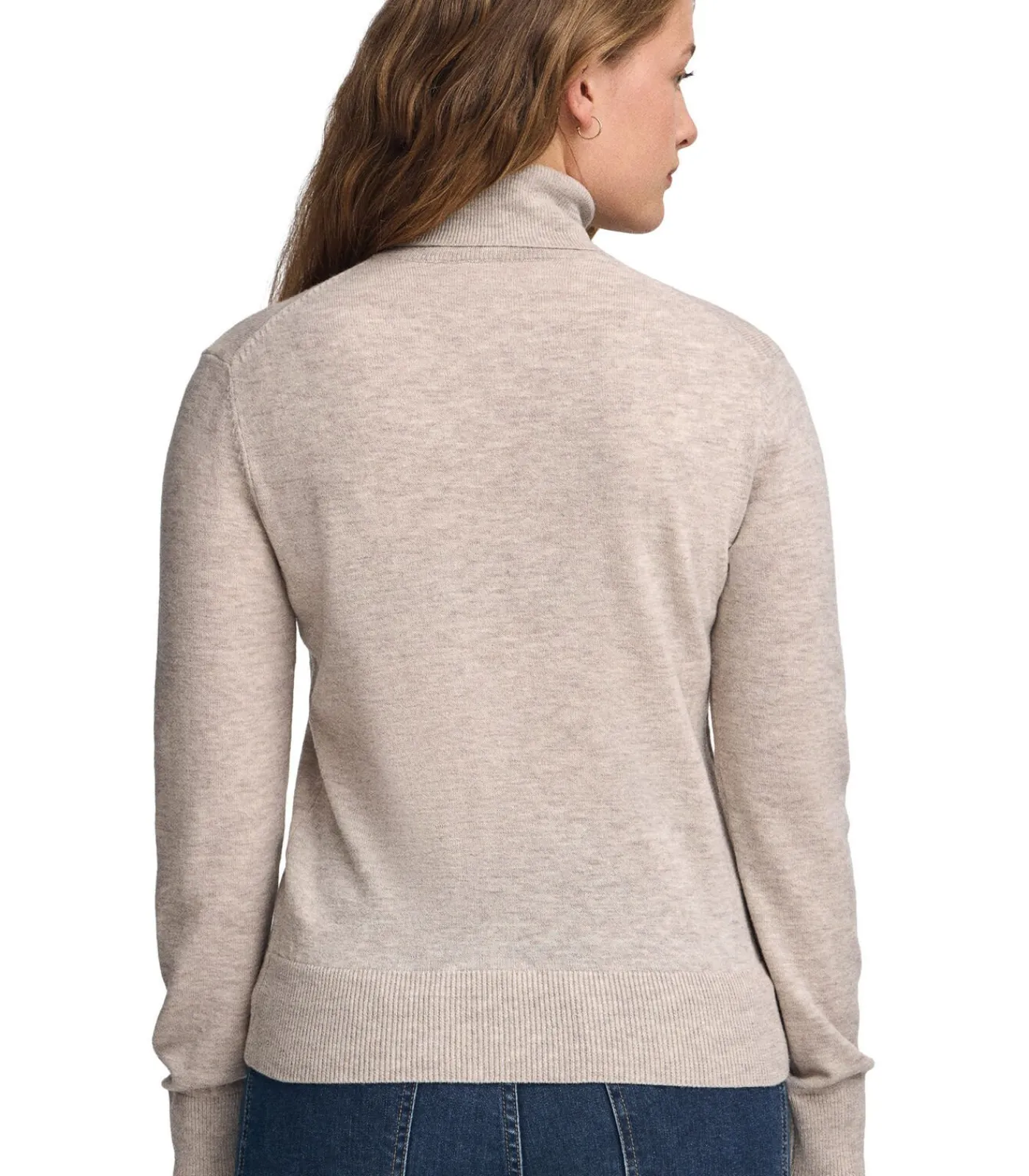 DAMES Polo Club Gemêleerd beige coltrui van merinowol en met slim fit