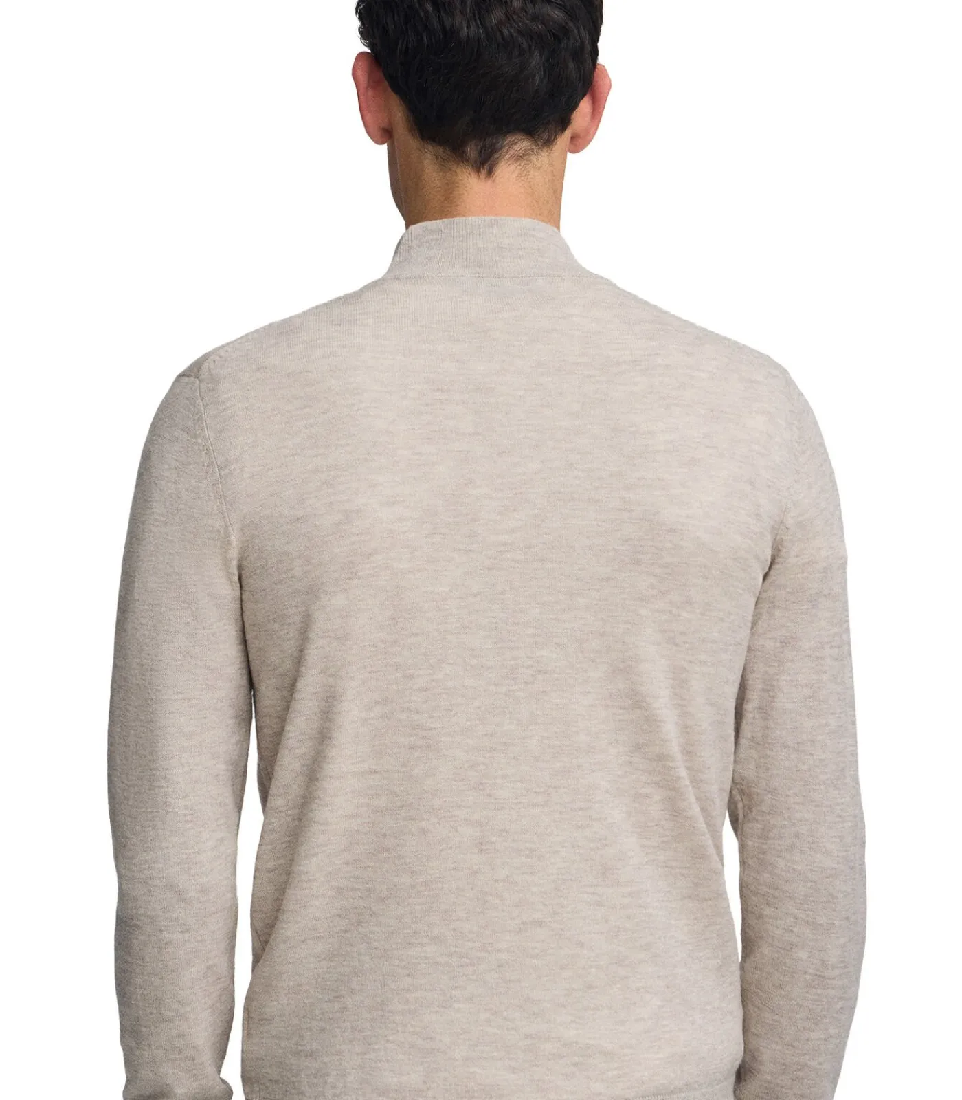 Discount Gemêleerd beige trui van merinowol met halve rits Heren Truien & Cardigans