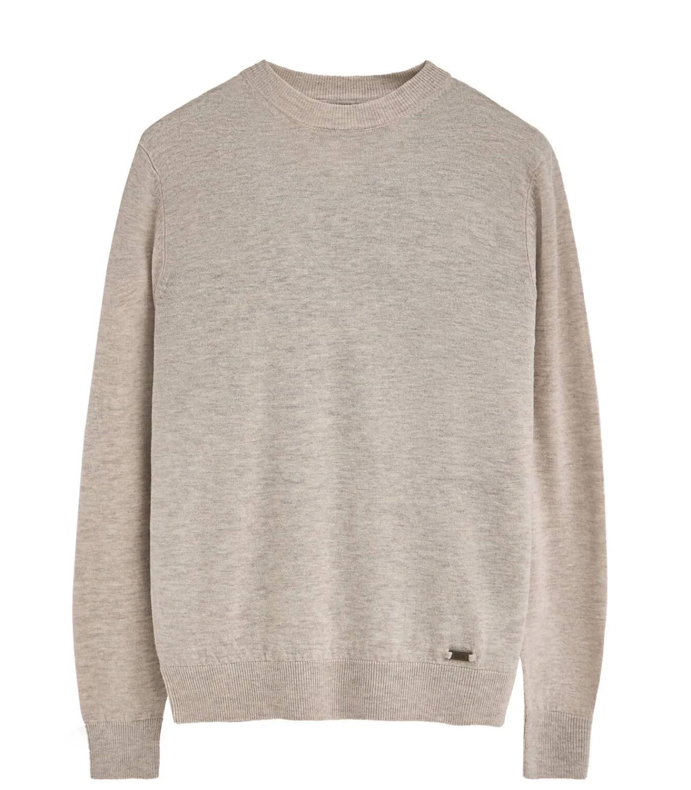 Gemêleerd beige trui van merinowol met ronde hals Heren Truien & Cardigans