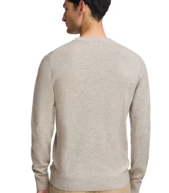 Gemêleerd beige trui van merinowol met ronde hals Heren Truien & Cardigans