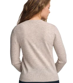 Clearance Gemêleerd beige trui van merinowol, met slim fit en ronde hals DAMES Truien & Cardigans