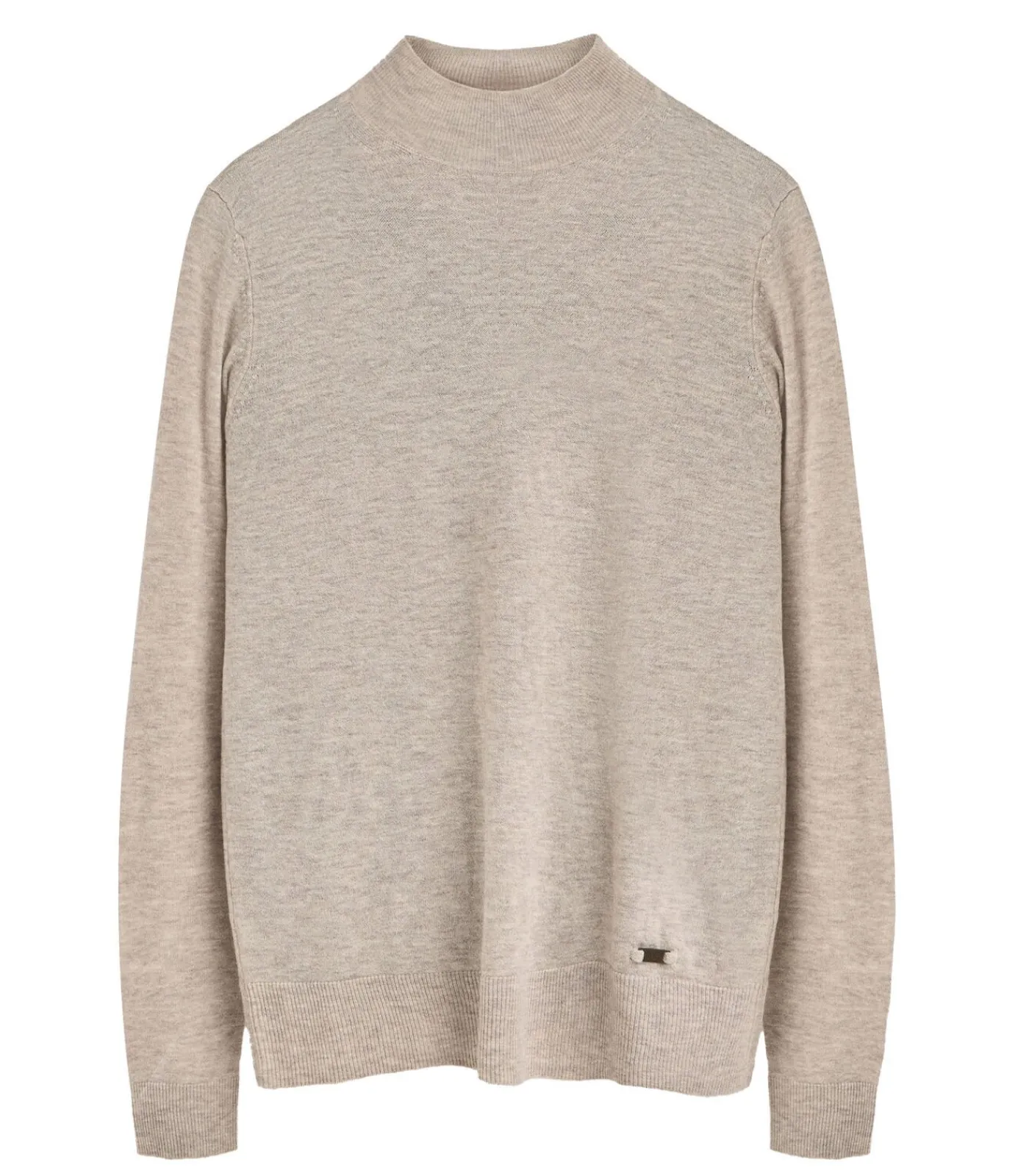 Heren Polo Club Gemêleerd beige trui van merinowol met Perkins-kraag