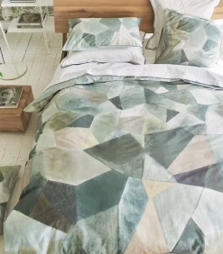 DESIGNERS GUILD Geo Moderne Pewter - Dekbedovertrek in katoen perkal met print
