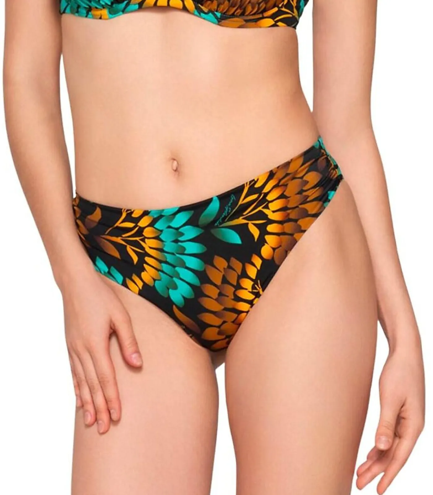 DAMES LUNA Geplooid zwembroekje 5cm EMERALD