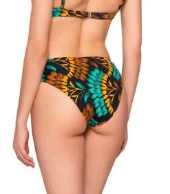 DAMES LUNA Geplooid zwembroekje 5cm EMERALD