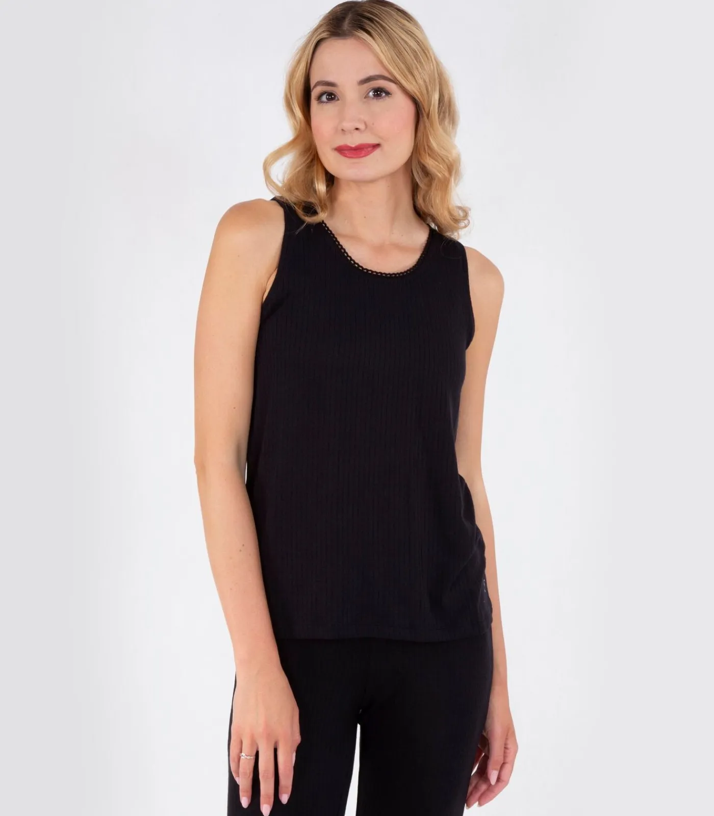 Best Geribde damestanktop Zwart DAMES Loungewear