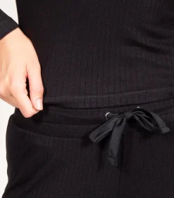 DAMES ISOTONER Geribde joggerbroek voor dames Zwart