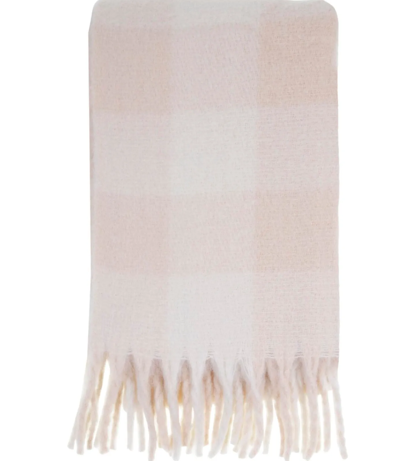 Outlet Geruite damessjaal met franjes Crème DAMES Sjaals