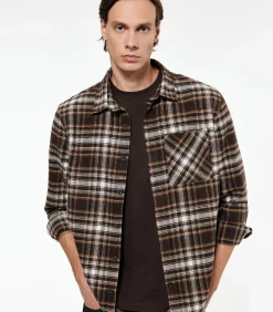 Heren Koton Geruite Houthakkersoverhemd Lange Mouwen