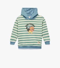 Kinderen Koton Gestreepte Kindertrui met Kap en Leeuwenprint