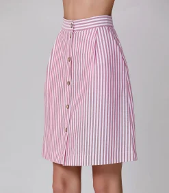 Gestreepte korte rok met knopen DAMES Rokken