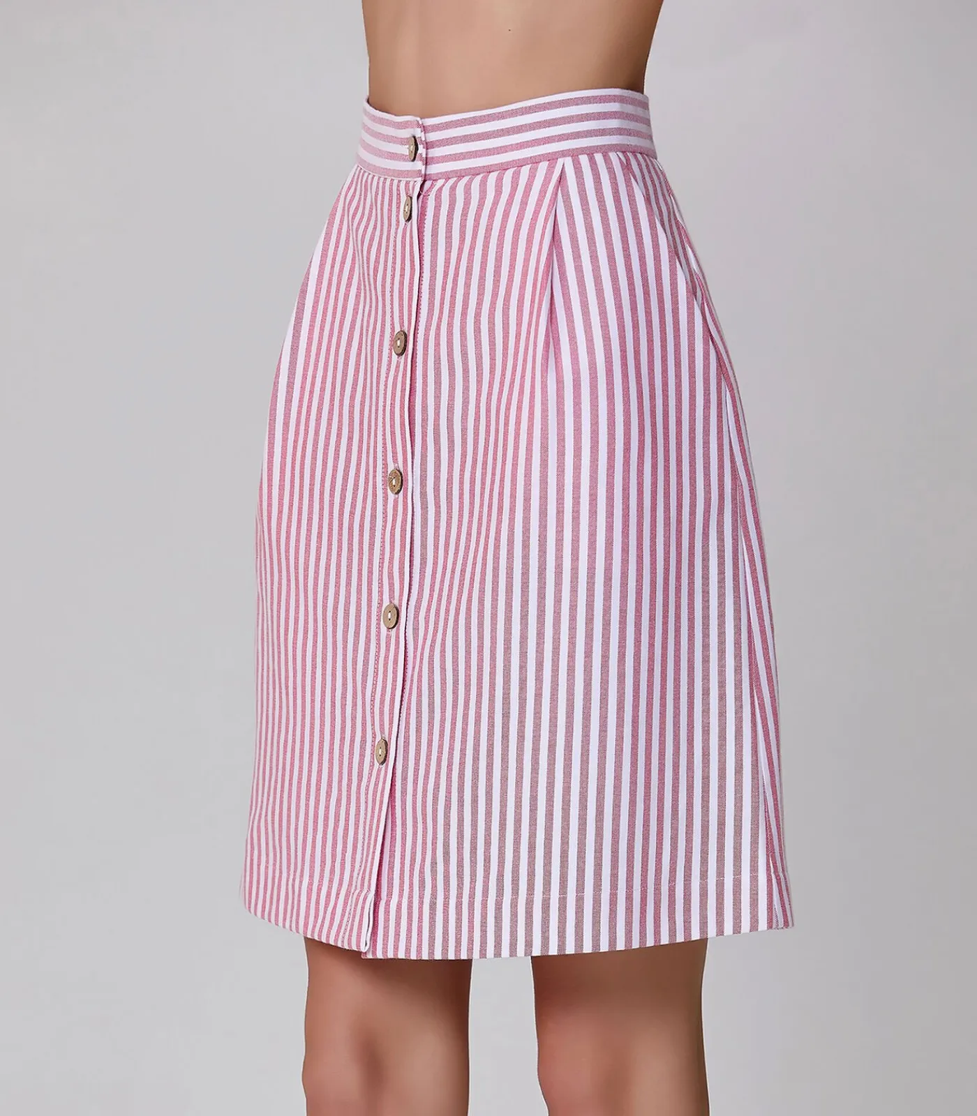 Gestreepte korte rok met knopen DAMES Rokken