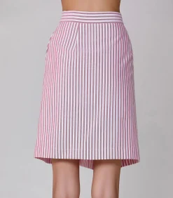 Gestreepte korte rok met knopen DAMES Rokken