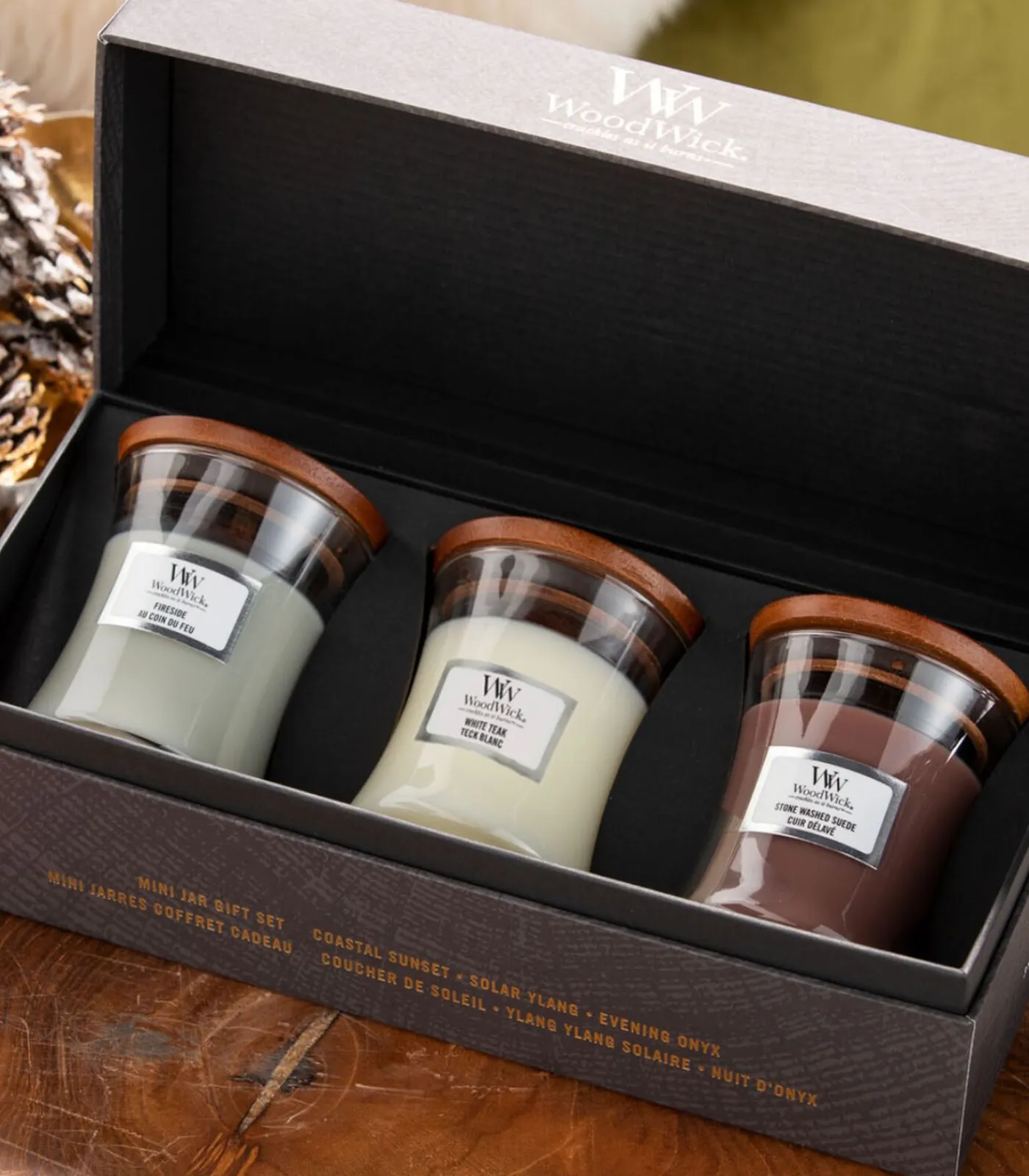 WoodWick Geurkaars Deluxe Gift Set 3 Mini Candle Woody