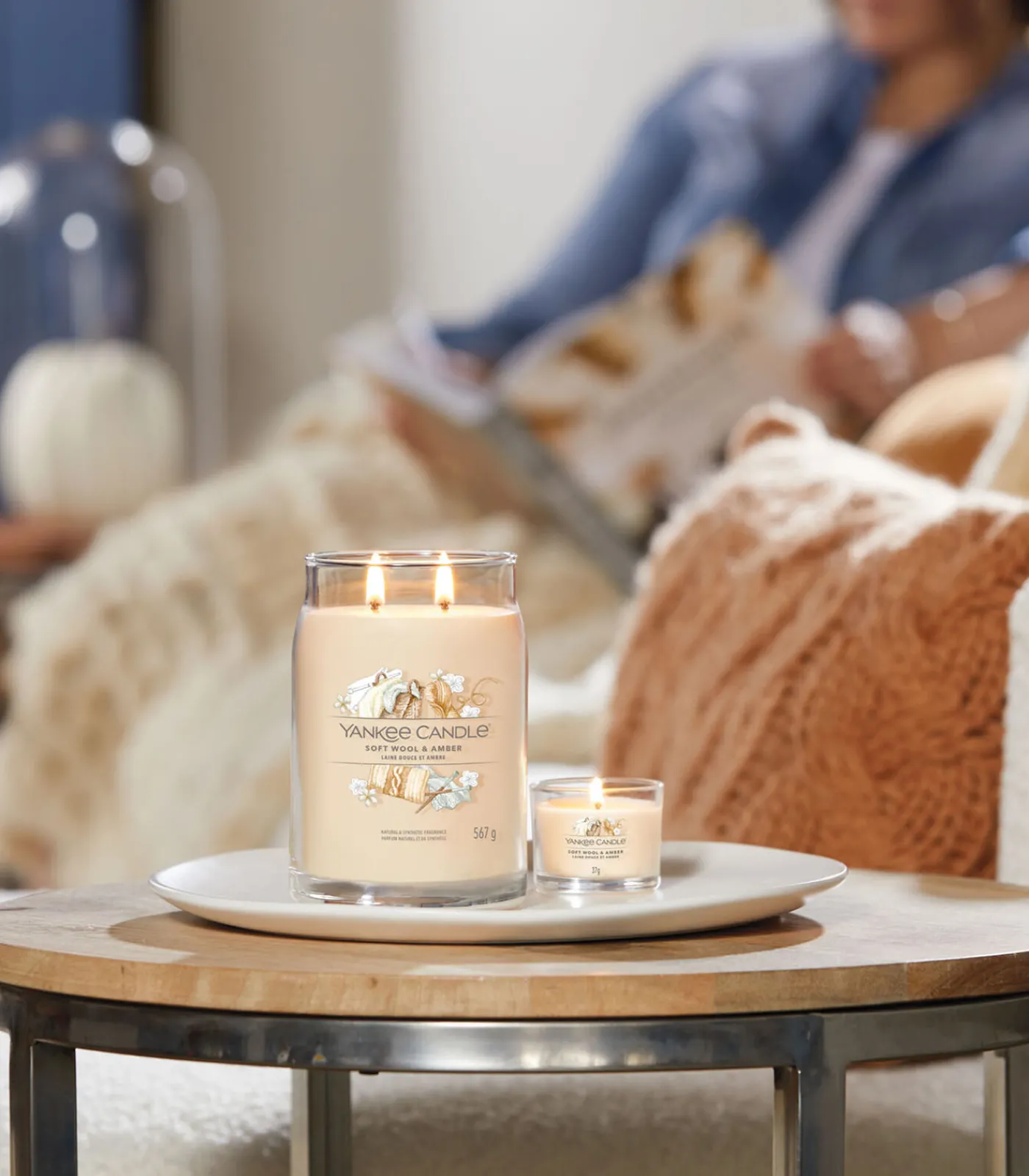 Yankee Candle Geurkaars Soft Wool & Amber Signature Large Jar