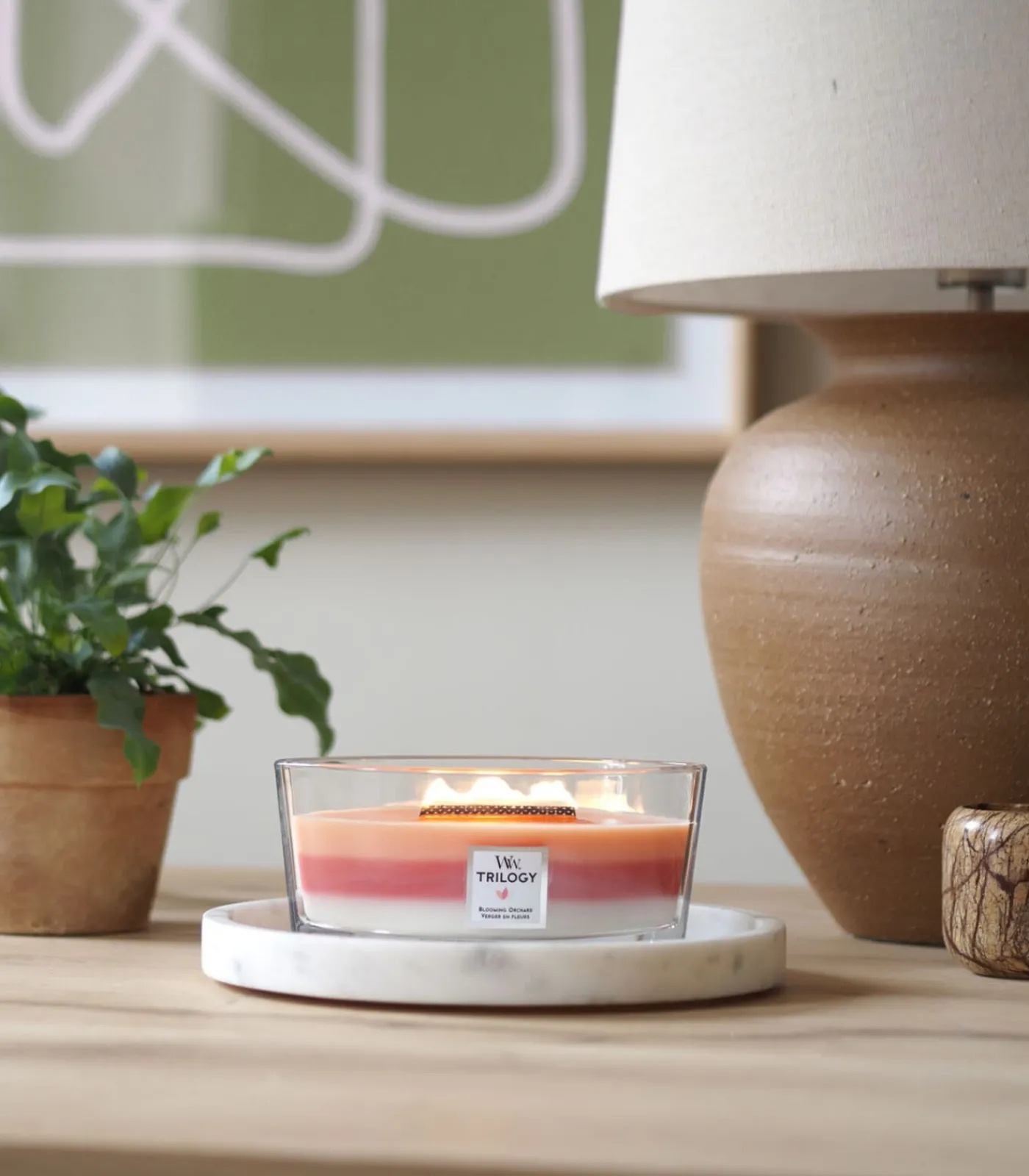 WoodWick Geurkaars Trilogy Blooming Orchard Ellipse Candle