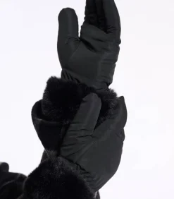 Hot Gevoerde handschoenen met imitatiebont Zwart M DAMES Sjaals