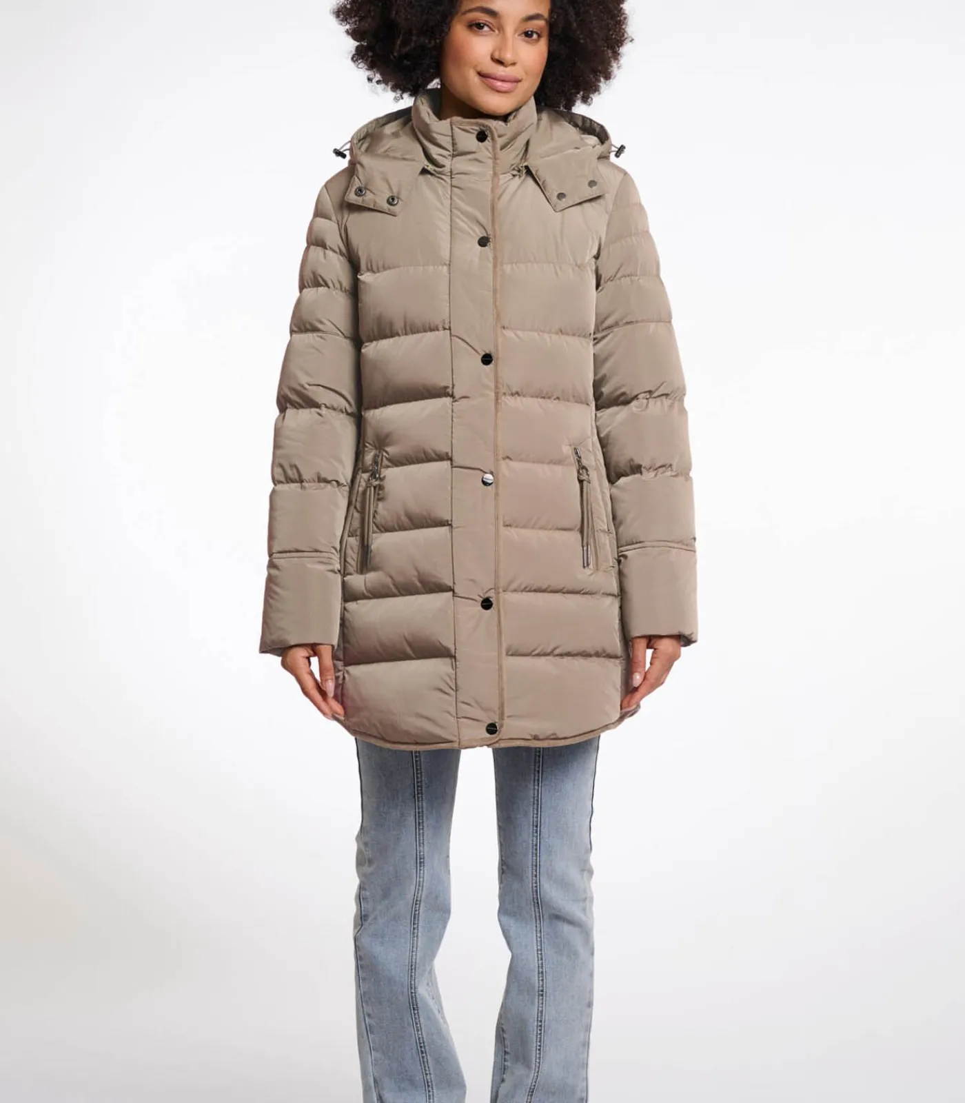 Outlet Gewatteerde jas met afneembare capuchon Toffee 38 DAMES Jassen