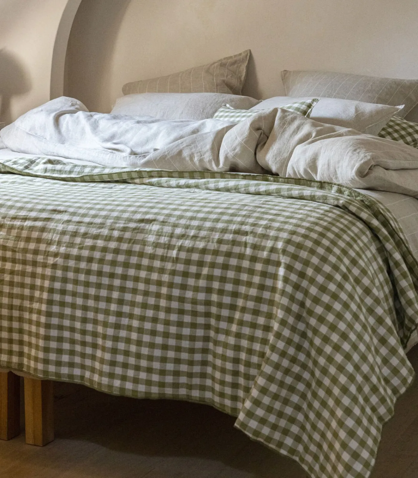 Blanc Cerise Gewatteerde plaid van katoen en linnen, PASSIE VOOR VICHY