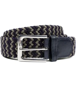 Outlet Geweven Riem Navy Taupe Heren Riemen