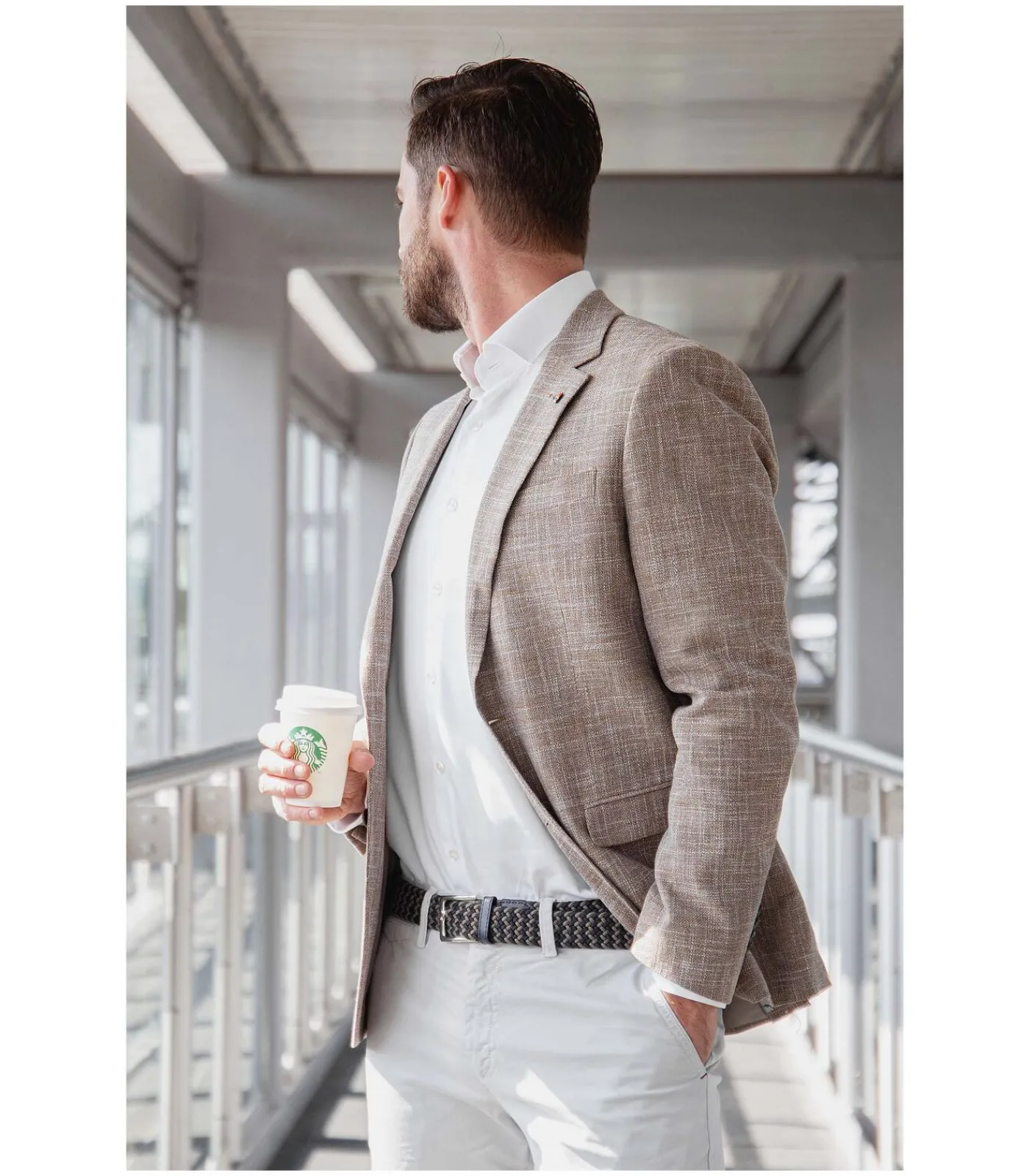 Outlet Geweven Riem Navy Taupe Heren Riemen