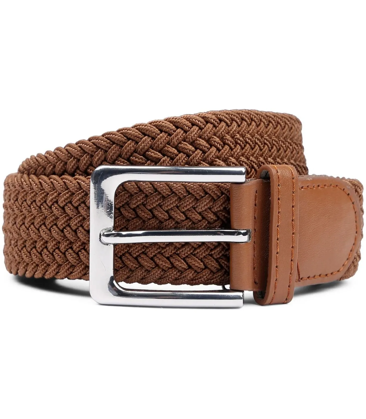 Heren Suitable Geweven Riem Taupe Cognac