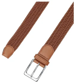 Heren Suitable Geweven Riem Taupe Cognac