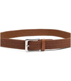 Heren Suitable Geweven Riem Taupe Cognac