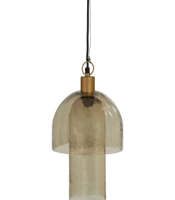 Clearance Gigi Hanglamp Dubbele Kap - Gehamerd Glas - Naturel - 31x22x22 Hanglampen
