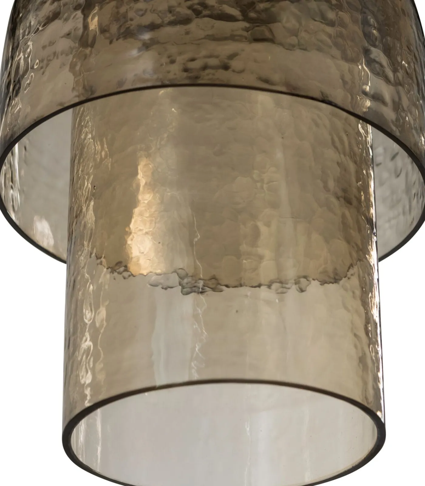 Clearance Gigi Hanglamp Dubbele Kap - Gehamerd Glas - Naturel - 31x22x22 Hanglampen