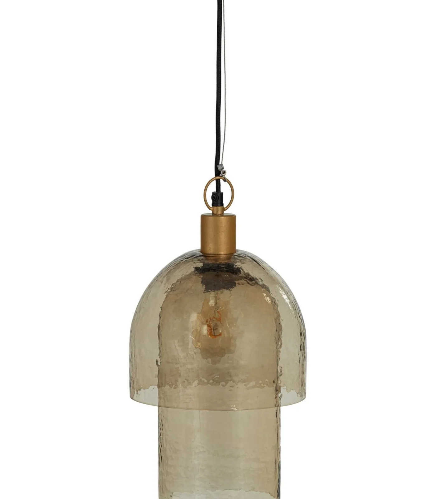 Clearance Gigi Hanglamp Dubbele Kap - Gehamerd Glas - Naturel - 31x22x22 Hanglampen