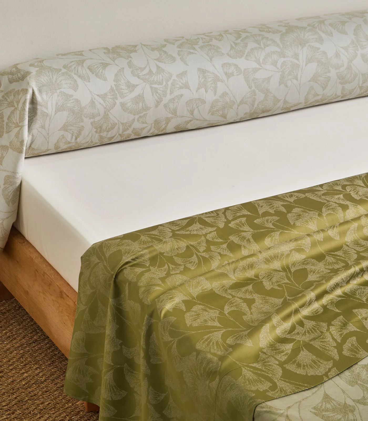 Blanc des Vosges GINGKO Olive - Laken Satijn katoen