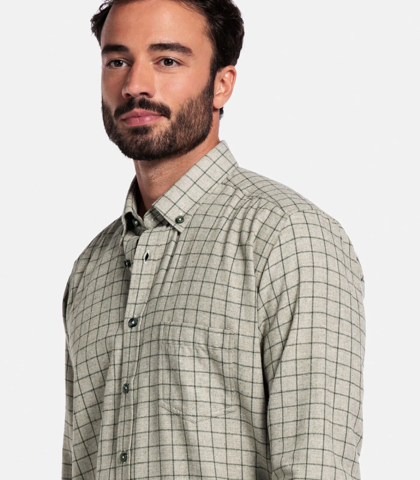 Heren Giordano Brando Flanel Overhemd – Groen